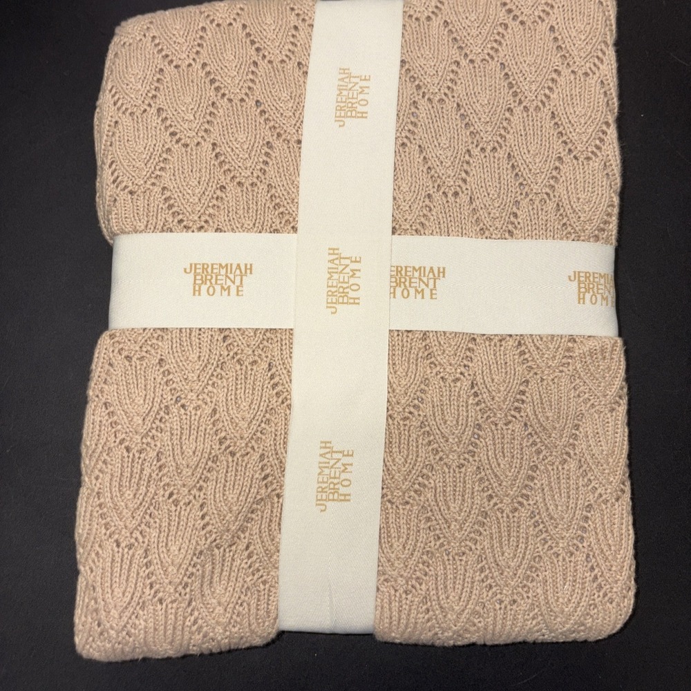 Sand Jeremiah Brent Home 100% Cotton Knitted Pointelle Scallop 50in x 60in 20750